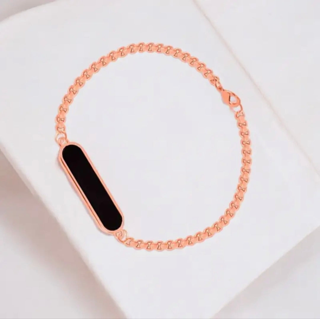 Black Plate Chain Link Bracelet