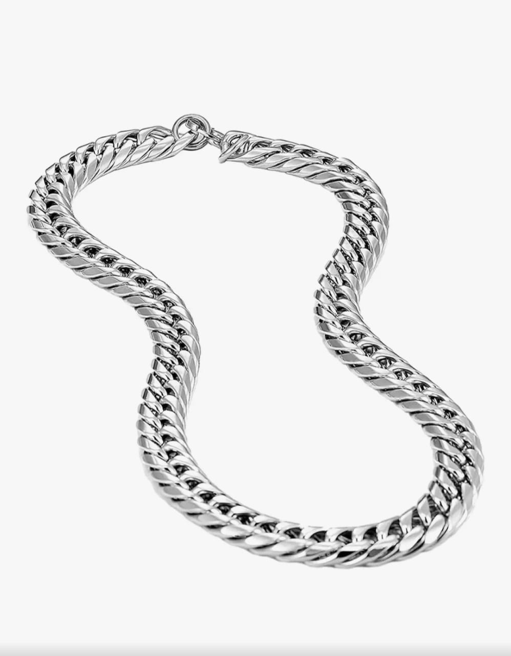 Bold Silver-Tone Cuban Link Chain Necklace