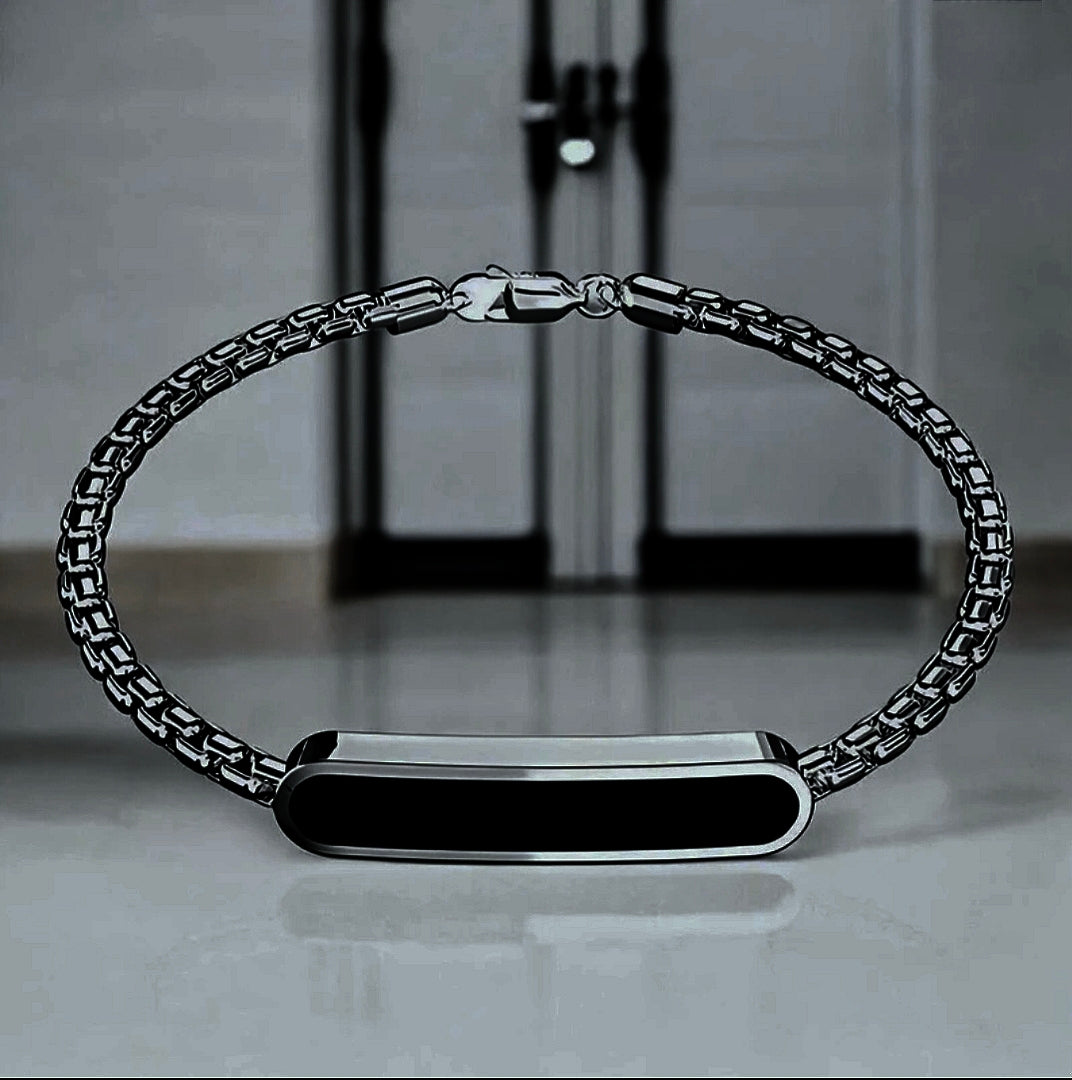 Black Plate Chain Link Bracelet