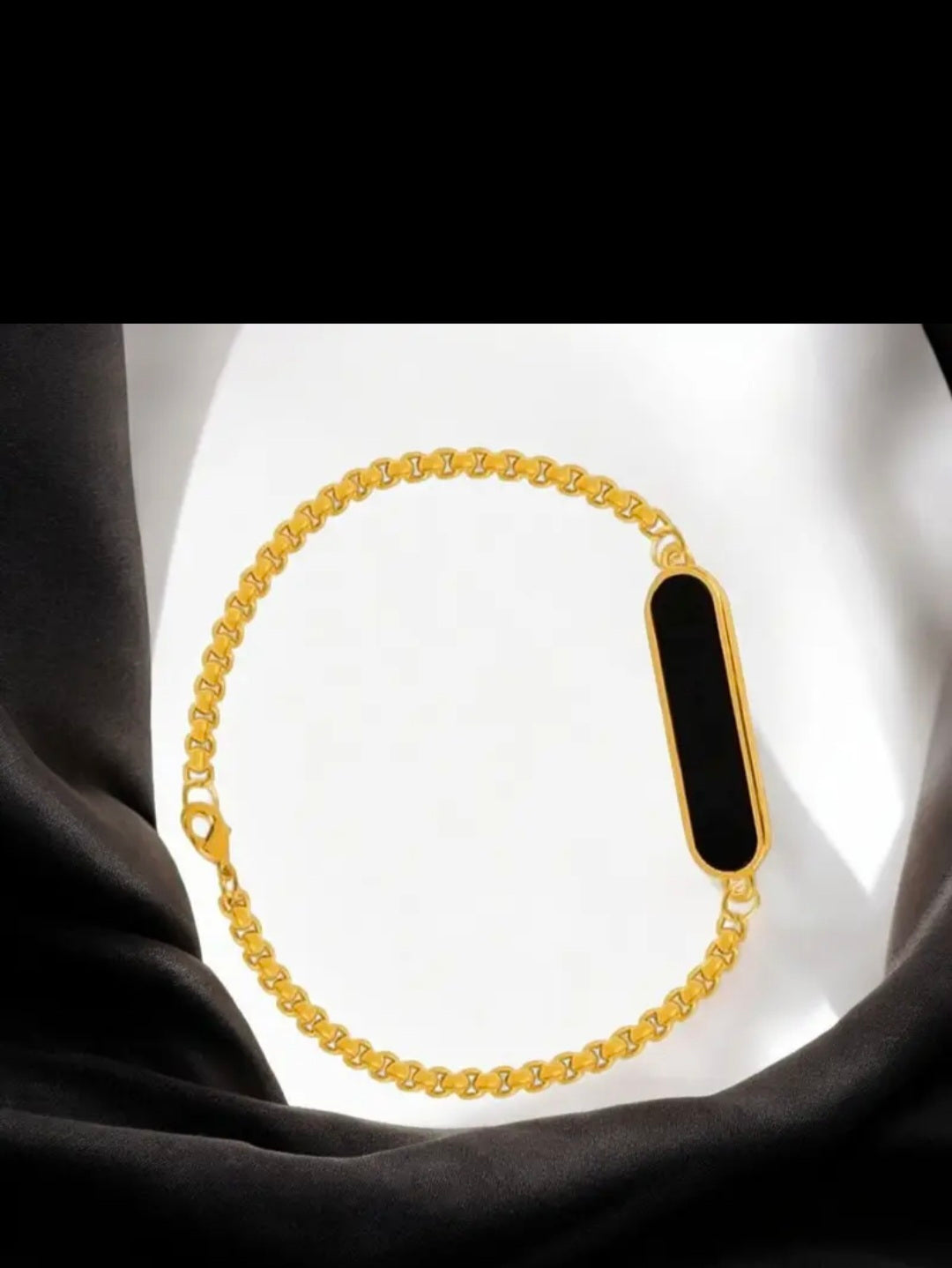 Black Plate Chain Link Bracelet